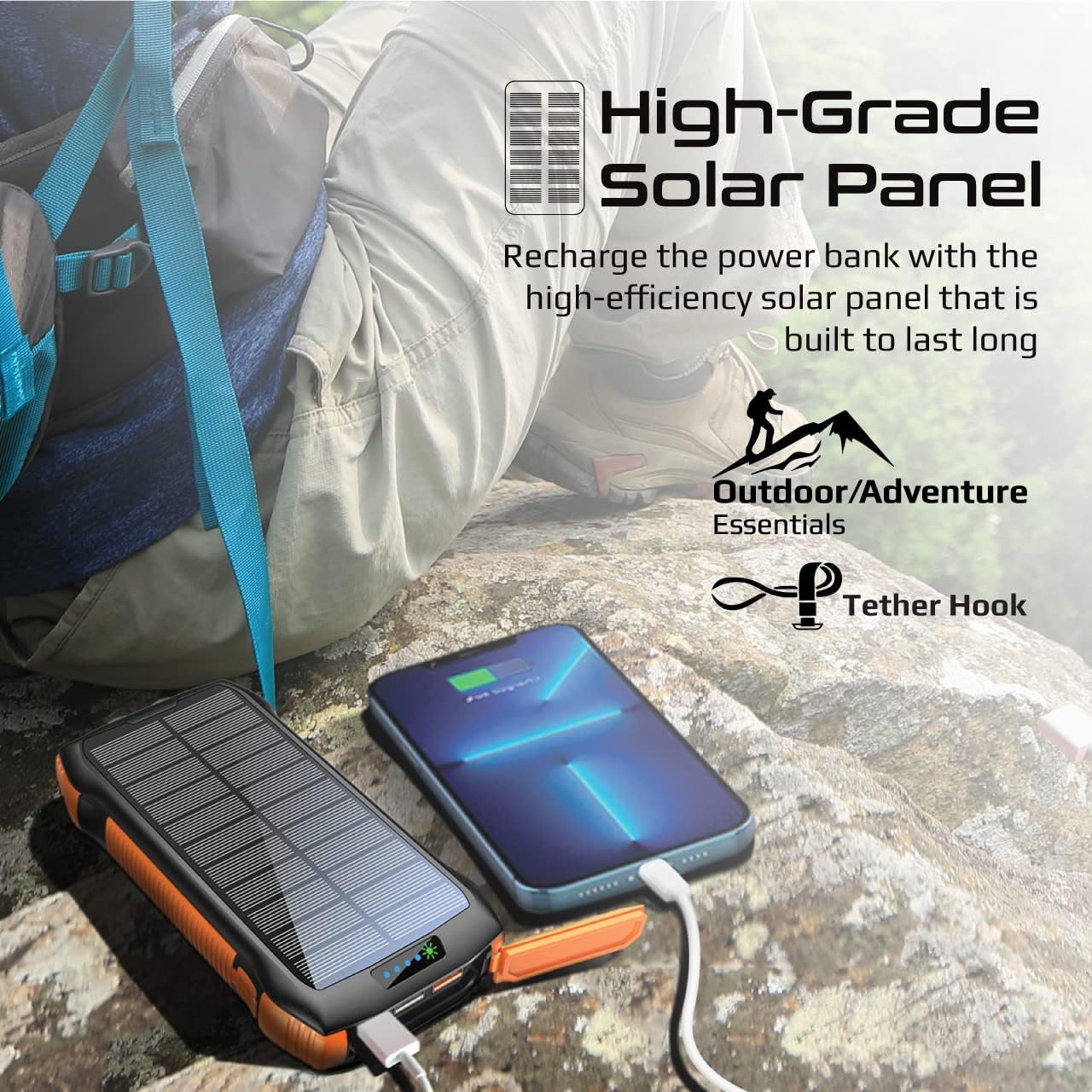 🔋☀️ باور بانك شمسي 20000mAh