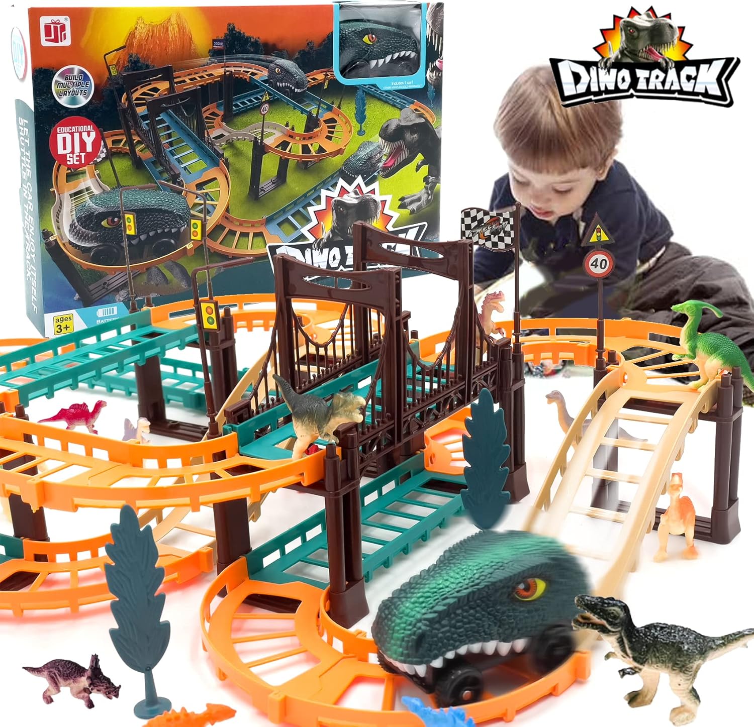 🦕✨ مسار سباق الديناصورات المغامر للأطفال